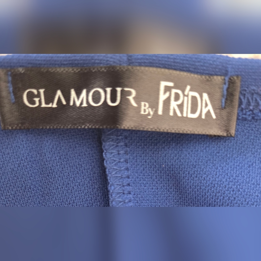 Glamour By Frida Elegant Blue Bell Sleeve Dress - Picture 5 of 5
